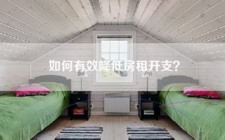 如何有效降低房租开支？