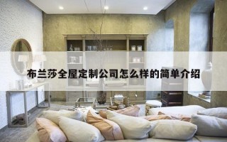 布兰莎全屋定制公司怎么样的简单介绍